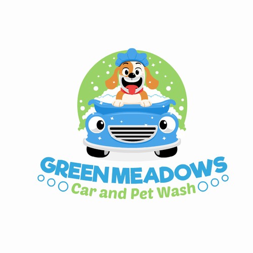 Carwash logo with the title 'Fun Logo for Pet and Car wash'