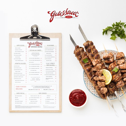 Upscale design with the title 'Menus for Chicago steakhouse restaurant'