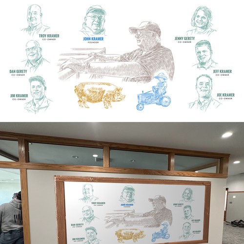 Office design with the title 'Wall illustration for farming company'