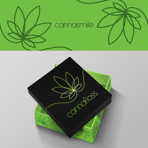 Flat packaging with the title 'Cannafloss packaging'