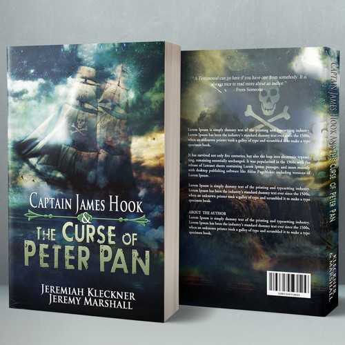 Fiction book cover with the title 'Captain James Hook & The Curse of Peter Pan'