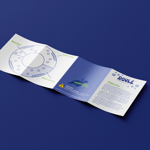 Board game design with the title 'Set of rules for an indoor board game in a mini brochure'