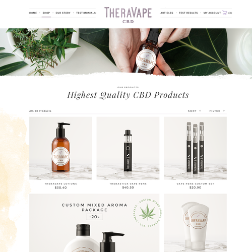 Shop design with the title 'TheraVape'