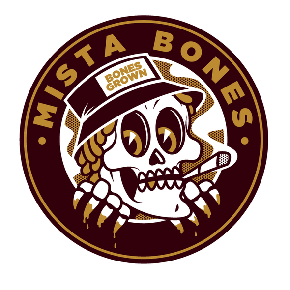 Smoky logo with the title 'mista bones'