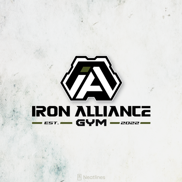 Weights logo with the title 'Iron Alliance Gym'