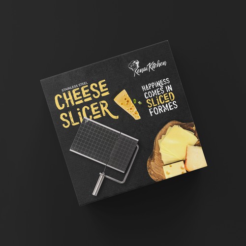 Cheese packaging with the title 'cheese slicer'