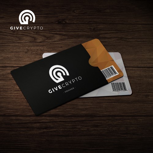 Voucher design with the title 'Give Crypto Logo Design'