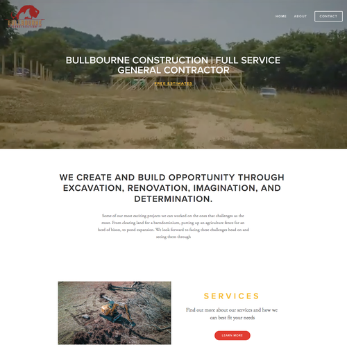 Search engine design with the title 'Bullbourne Construction SEO Foundation'
