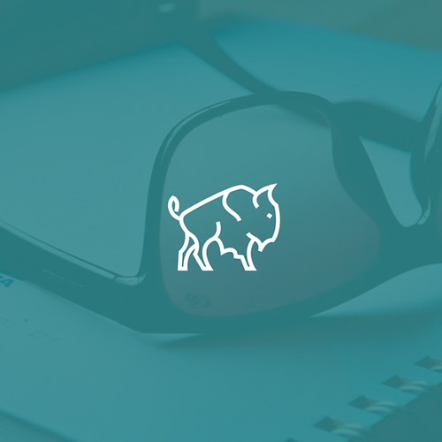 Work logo with the title 'Line art bison'