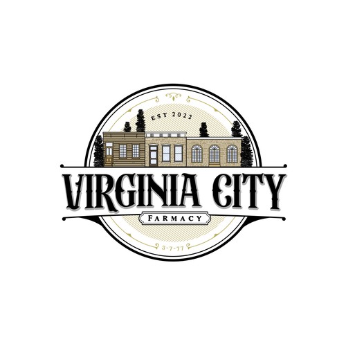 Rx pharmacy logo with the title 'Logotype Virginia City'