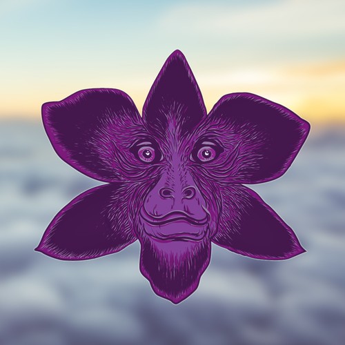Monkey artwork with the title 'Funny monkey design illustration.'