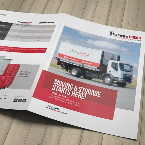 Folder design with the title 'Commercial Brochure for The Storage Box'
