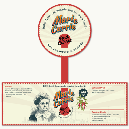 Creative label with the title 'Currie Paste Jar Label Design'