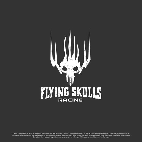 Flying logo with the title 'Powerfull and Fast vibes logo for Flying Skull Racing'