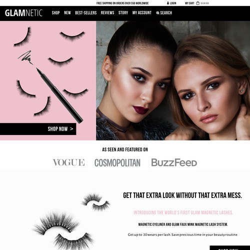 Cosmetics website with the title 'ui design for a cosmetic store'