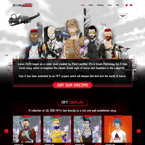 Unique website with the title 'Icarus 2120 NFT Website Design'