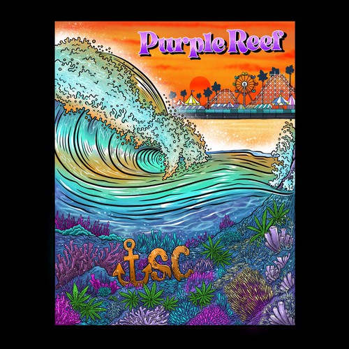 Reef design with the title 'Reef and gold sand beach'