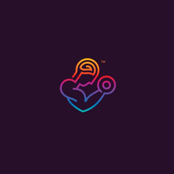 Human logo with the title 'Amazing colorful line art logo for MindMuscle.co'