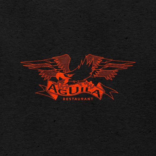 Orange and black logo with the title 'Tattoo style logo for a restaurant.'