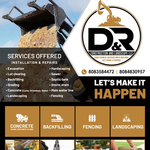 Concrete design with the title 'D&R construction flyer '