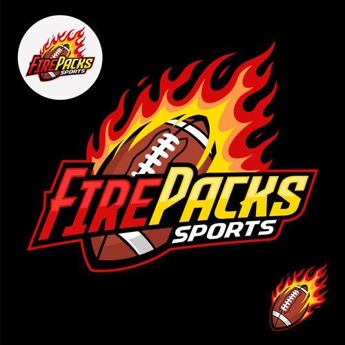 Football logo with the title 'Firepacks Sports - live-streamed NFL football breaks'