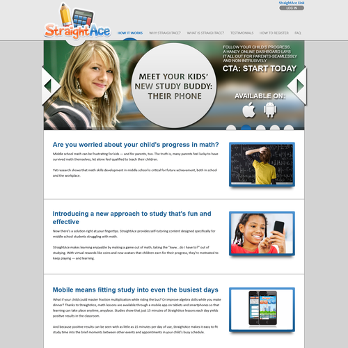 Slider design with the title 'Website StraightAce '