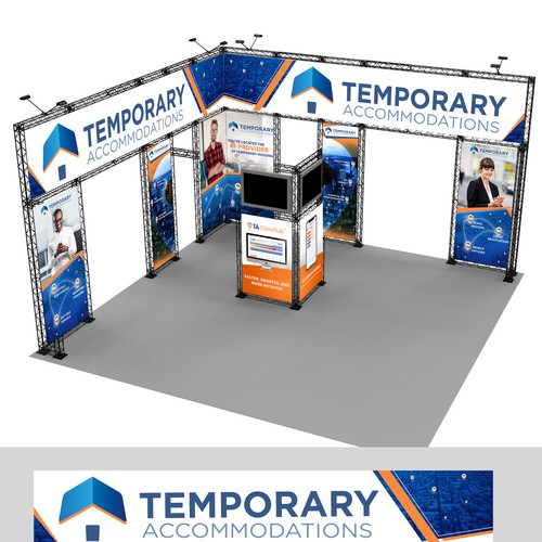 Backdrop design with the title 'Full design Trade Show Booth'