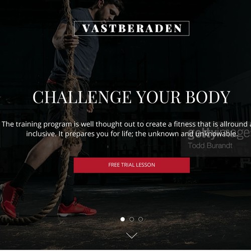 Sports website with the title 'Crossfit Gym Website'