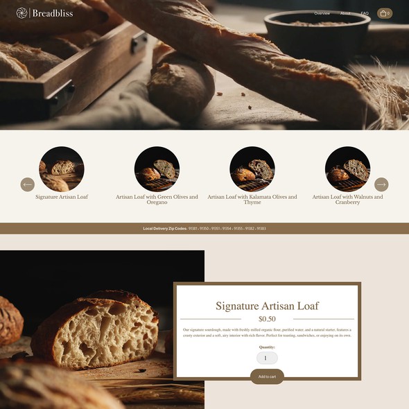 Website with the title 'Bread Bliss Bakery'