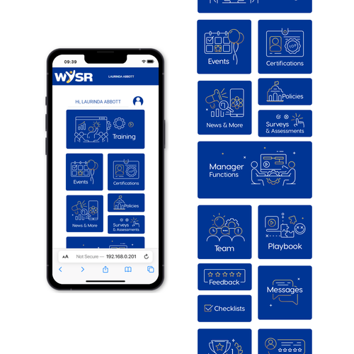 Icon illustration with the title 'Design series of icons for app'