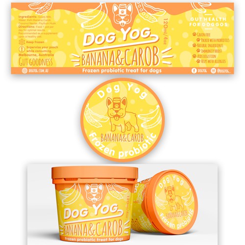 Dog ice cream cup label, Product packaging contest