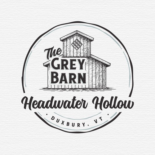 Barn logo with the title 'The Grey Barn at Headwater Hollow'