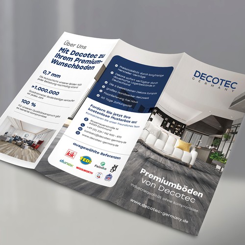 Tri-fold design with the title 'Interior Company brochure'