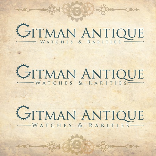 Antique logo with the title 'Gear logo for Antique Watch Website'