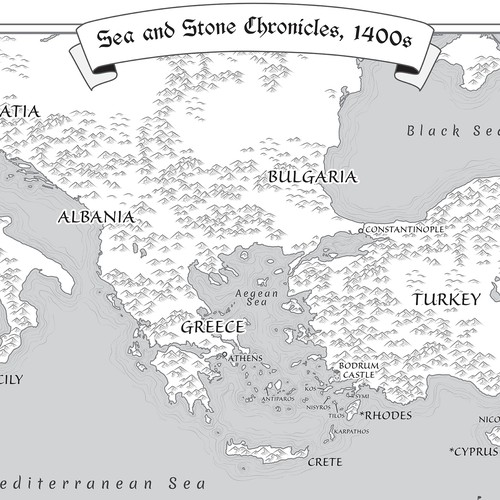 Map design with the title 'Map for historical fantasy novel'