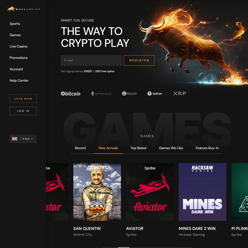 Casino website with the title 'Casino Website Design'