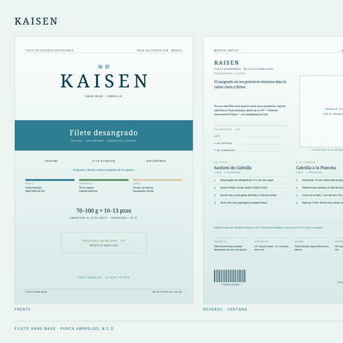 Editorial design with the title 'Kaisen — bilingual restaurant menu, light edition'