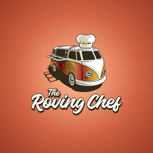 Food truck design with the title 'Clean Logo Design for The Roving Chef'