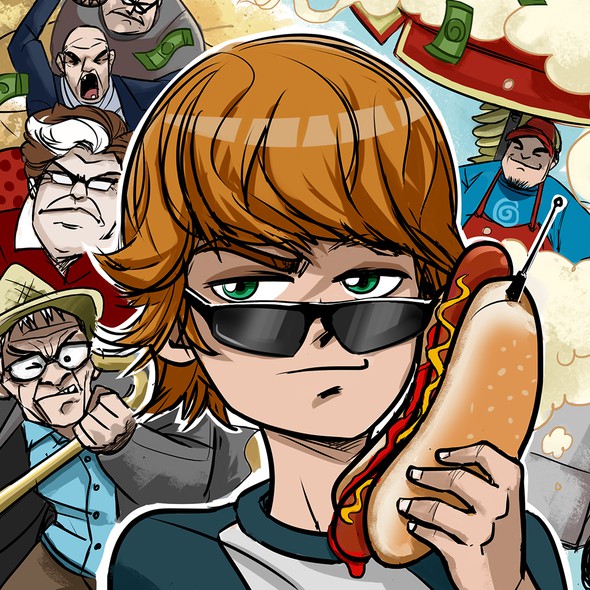 Drawing illustration with the title 'Cover Design for a new teen series'