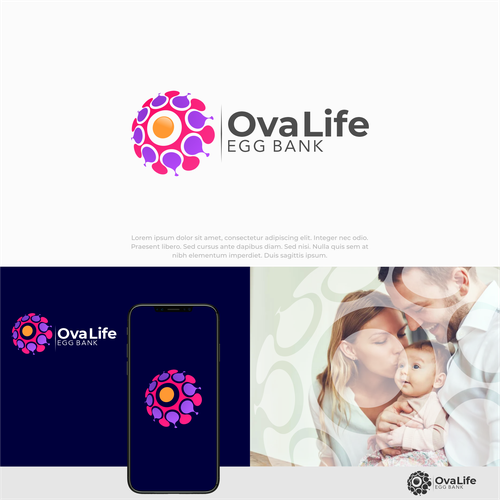 Biotech logo with the title 'Modern & Scientific Ovum Concept for Ova Life'