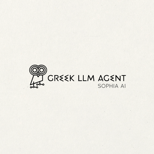 Antique logo with the title 'Logo for a Greek AI agent'