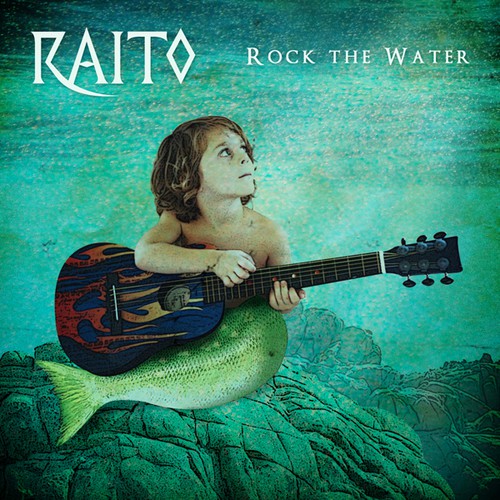 Whimsical illustration with the title 'Raito~Album Art & Band Logo : Rock The Water'