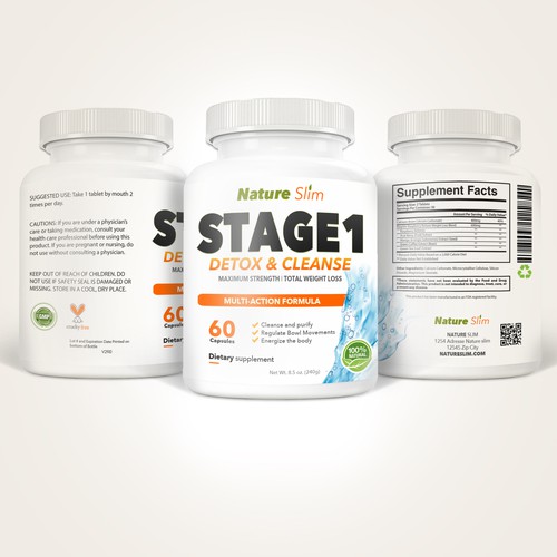 Creative label with the title 'Packaging: Detox and Cleanse'