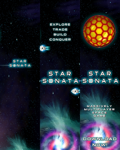 Universe design with the title 'banner ads for online space game'
