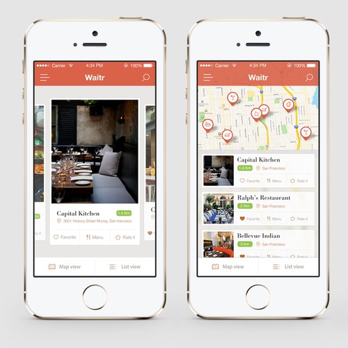 Review design with the title 'Create a best of breed online ordering app for Waitr, Inc.'