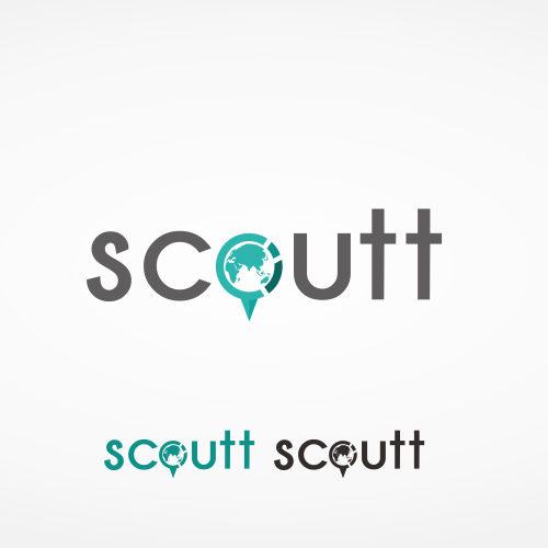 Marker logo with the title 'Create a work mark for Scoutt.  A Hipster Travel Site.'