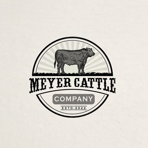 Etching design with the title 'Retro logo design for the cattle company.'