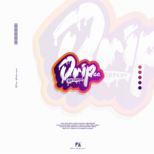 Lettering brand with the title 'DRIPco. Vape Company Logo Design'