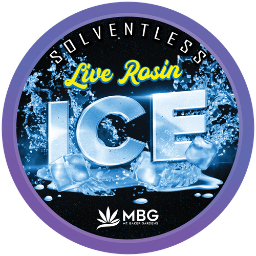 Cannabis label with the title 'Ice packaging'