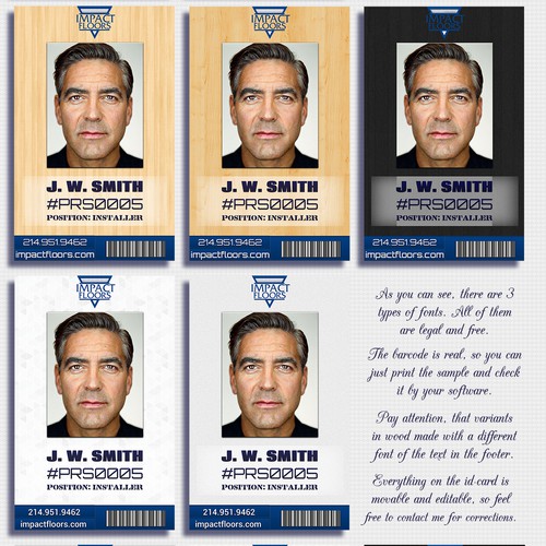 ID design with the title 'Help Impact Floors with a Identification Card Design'